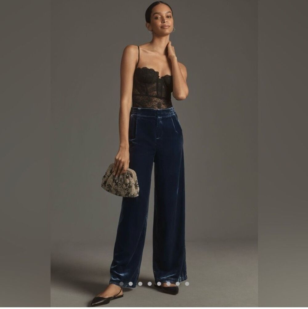 ANTHROPOLOGIE Blue Velvet Wide Leg Pants *NEW*